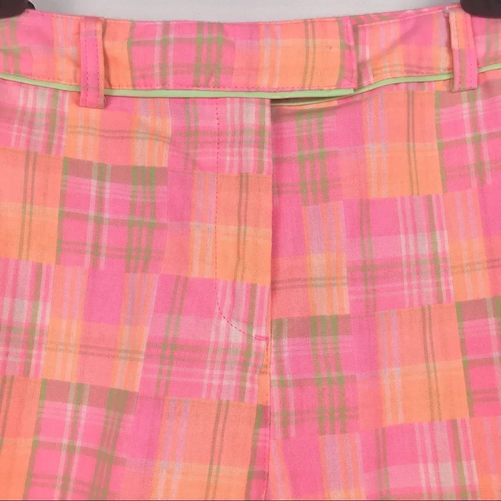 Lady Hagen Vibrant Pink Plaid Bermuda Shorts